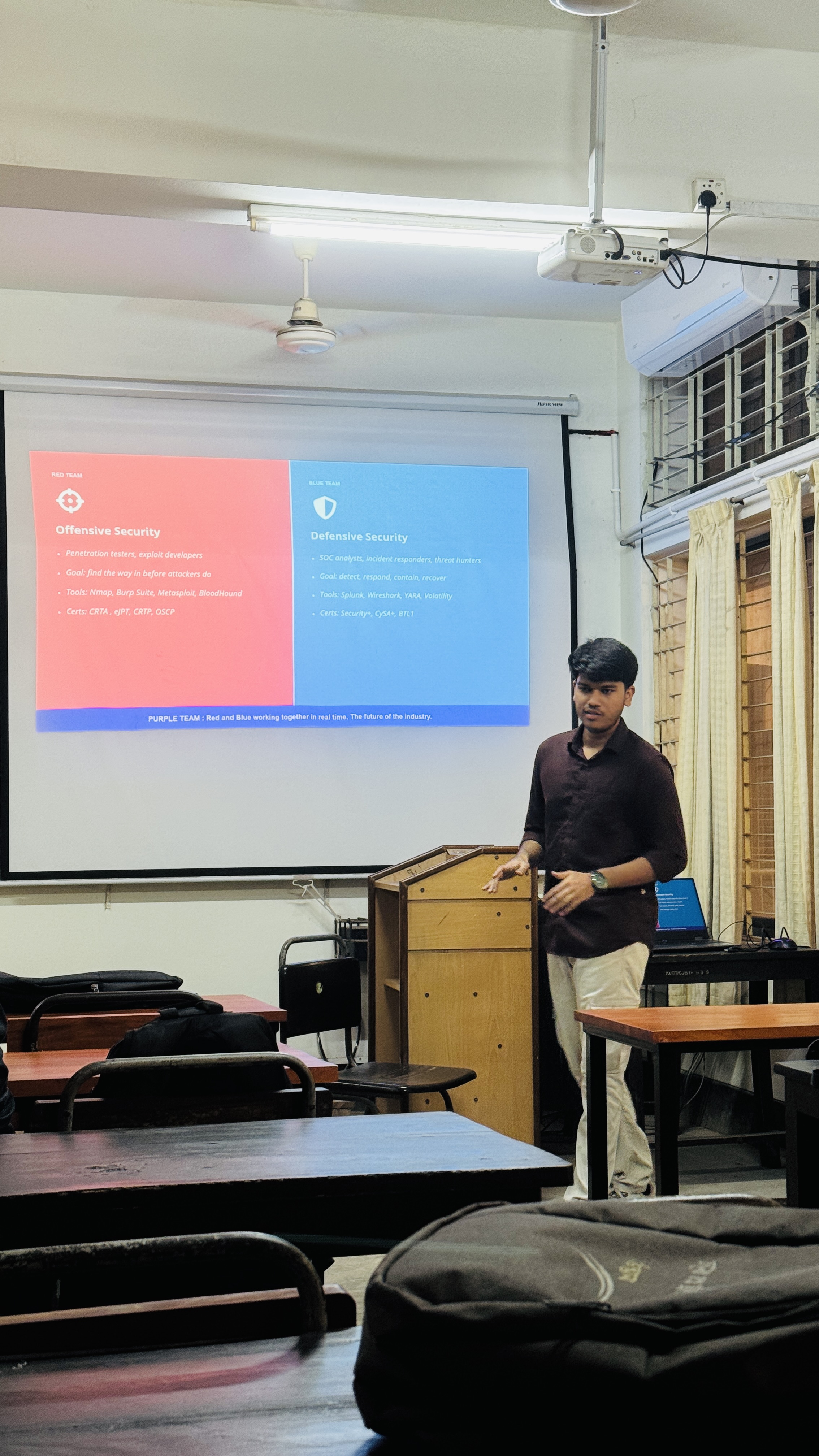 KCSC KUET Cybersecurity Session — Rakib Nadir presenting to students